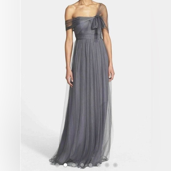 Jenny Yoo Strapless convertible Gray Dress size 6 - Picture 3 of 6